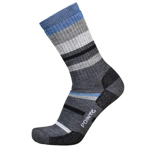 Point6 37.5 Hiking Medium Crew Mixed Stripe Gray