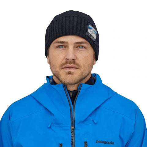 Patagonia Brodeo Beanie Line Logo Ridge Navy in use