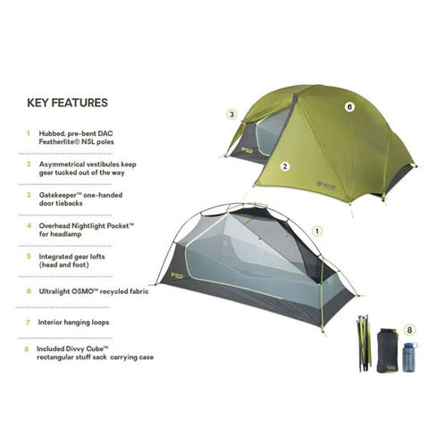 Nemo Dragonfly Osmo 2P: 2 Person Ultralight Backpacking / Hiking Tent