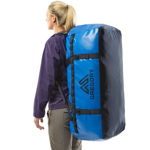Gregory Alpaca 60 Litre Duffle Bag Gear Hauler in use on back