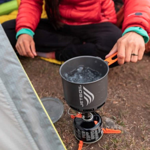 Jetboil Stash Compact Lightweight Hiking Stove and Cookset in use