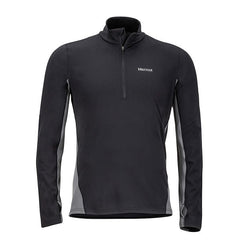 Marmot Mens Excel 1/2 Zip Midweight Active Top Black/Cinder front view