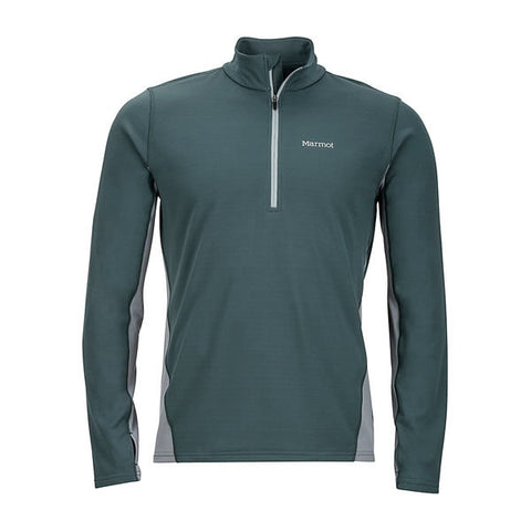 Marmot Mens Excel 1/2 Zip Midweight Active Top Dark Zinc/Grey Storm front view