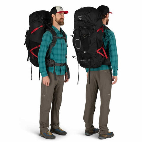 Osprey Aether Plus Men's Hiking Mountaineering Backpack Black in use