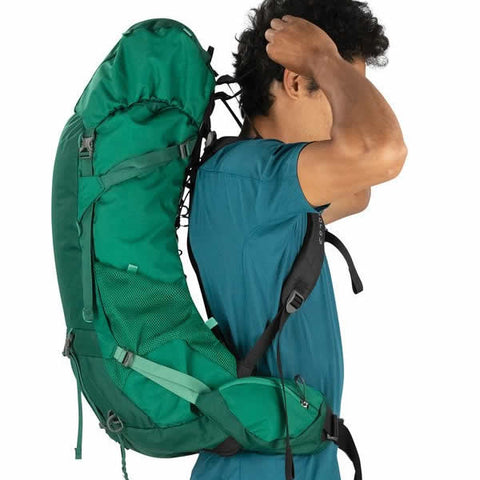 Osprey Rook 60 Litre Men's Hiking Backpack Mallard Green ventilation