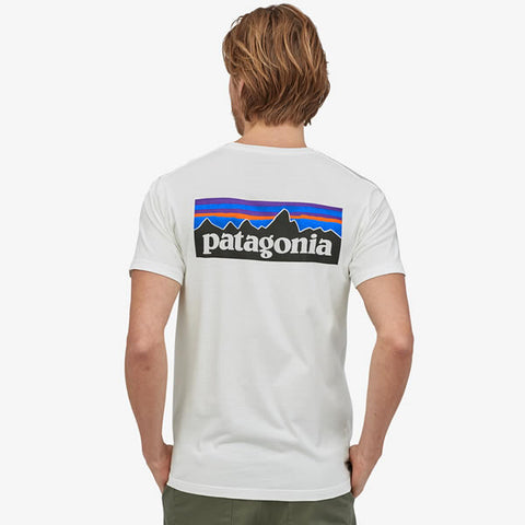 Patagonia Men's P6 Logo T-shirt in use white rear view