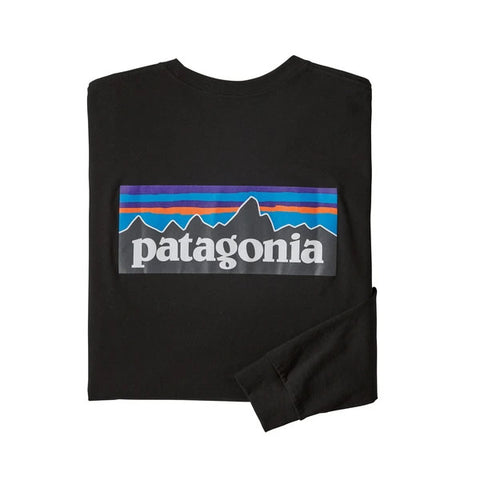 Patagonia Men's Long Sleeve P-6 Logo Responsibili-Tee Black 