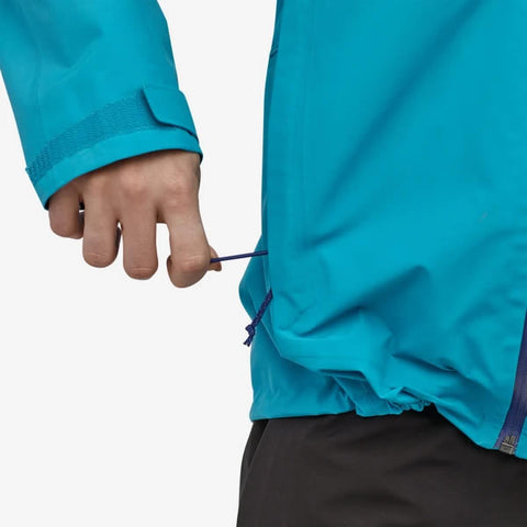 Patagonia Women's Calcite Jacket Gore-Tex Paclite Waterproof Breathable in use drawcord