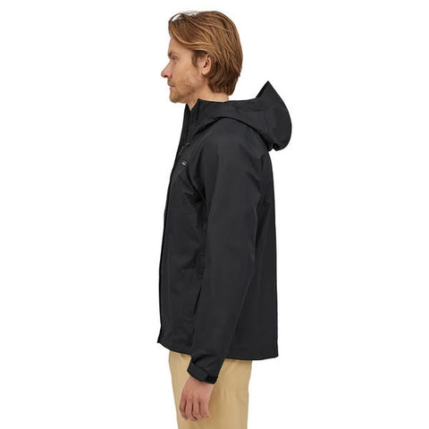 Patatagonia mens torrentshell jacket 3 layer mens black in use side view