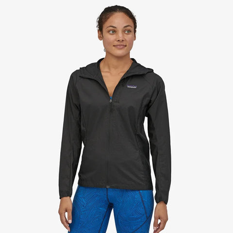 Patagonia Women's Houdini Wind Jacket in use Black front view
