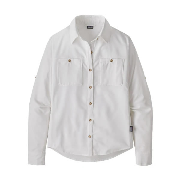 Patagonia Womens long sleeve self guided hike shirt white
