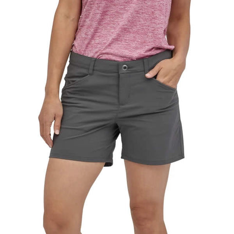 Patagonia Women's Quandary Shorts 5" Forge Grey in use front view