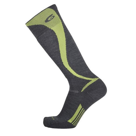 Point6 37.5 Ski Carve Light Ski Sock Grey/Bright Lime