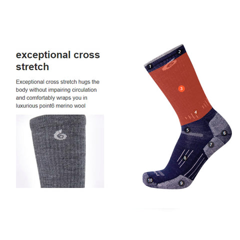 Point6 Sock Features exceptional cross stretch