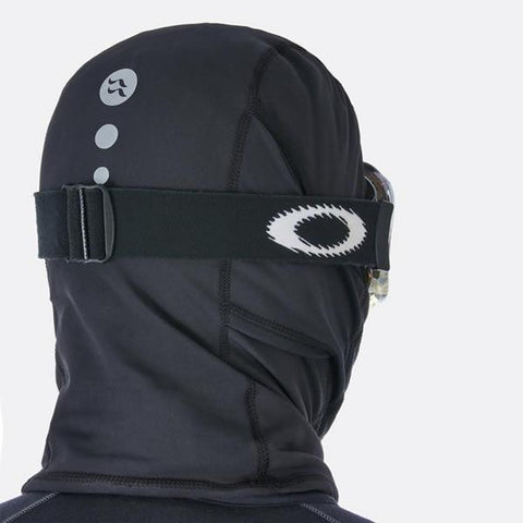 Rab Ninja Balaclava in use with ski mask on rear view