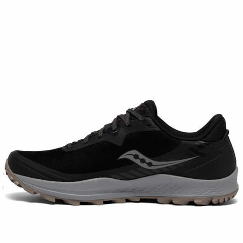 Saucony Men's Gore-Tex Trail Running Shoe black gravel instep view