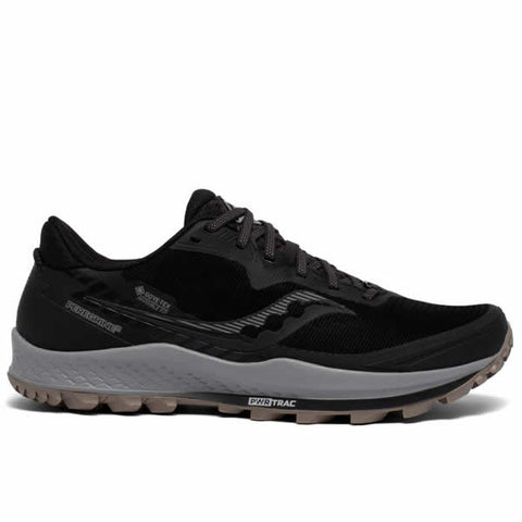 Saucony Men's Gore-Tex Trail Running Shoe black gravel side view