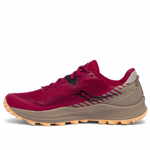 Saucony Peregrine Women's Trail Running Shoe Cherry Gravel  instep view