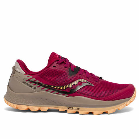 Saucony Peregrine Women's Trail Running Shoe Cherry Gravel side view