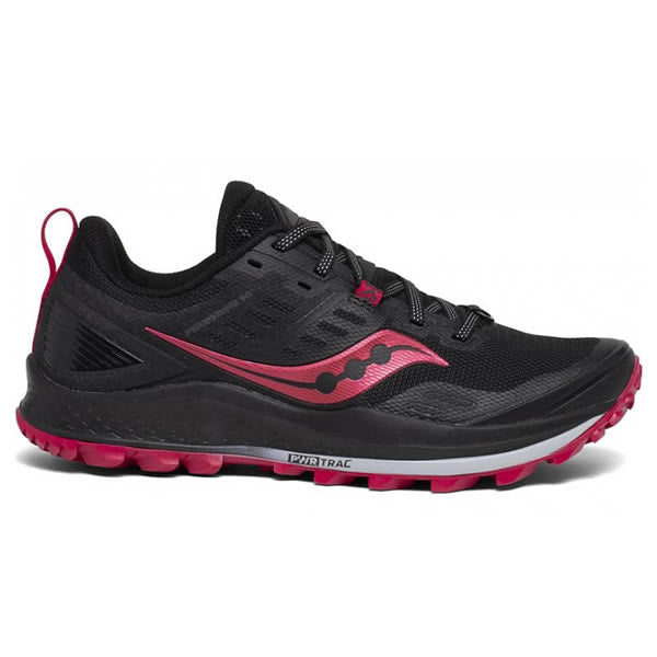 Saucony Women's Peregrine 10 Trail Running Shoe Black Barberry Side View