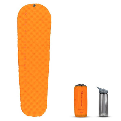 Sea to Summit Ultralight Insulated Sleeping Mat Regular with one packed down next to water bottle