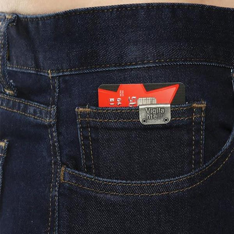Vigilante Men's Onboard Travel Jeans credit card pocket