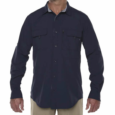 Vigilante Men's Dilkon II Long Sleeve Hiking and Travel Shirt Mood Indigo front view