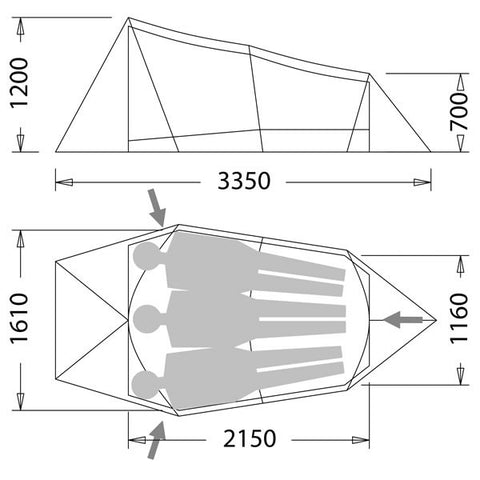 Wilderness Equipment First Arrow - Lightweight 2 to 3 Person Hiking / Expedition Tent - Seven Horizons