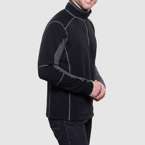 Kuhl Revel Men's 1/4 Zip Fleece Top Pullover Black Steel side View