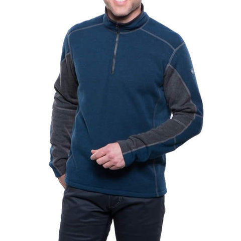 Kuhl Revel Men's 1/4 Zip Fleece Top Pullover Navy Steel Front View
