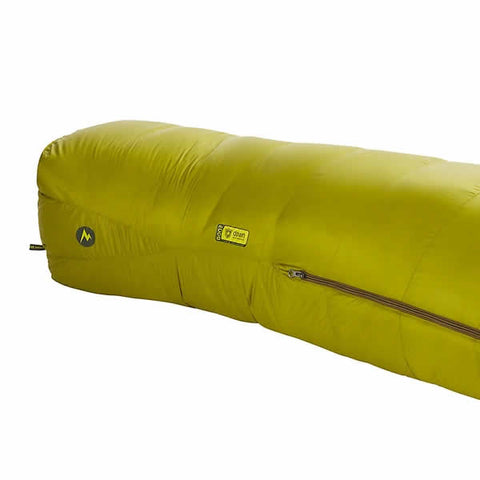 Marmot Hydrogen -1 Degree C Down Sleeping Bag Full view Dark Citrus Olive footbox