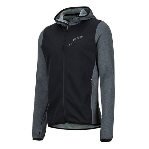 Marmot Men's Preon Hybrid Hoody Active Fleece Jacket side view hood down