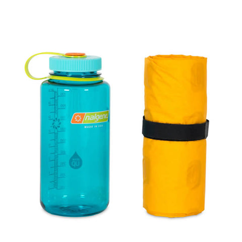 Nemo Tensor Insulated Sleeping Mat Regular Mummy packed down next to nalgene bottle