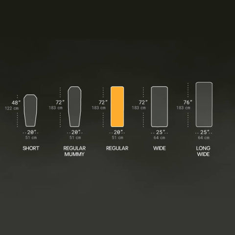 Nemo Tensor Insulated Ultralight Sleeping Mat ultralight insulated regular dimensions chart