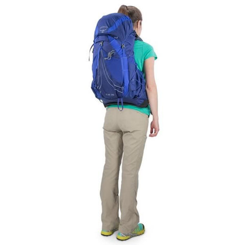 Osprey Eja 38 Litre Womens Ultralight Hiking Backpack in use on back rear view