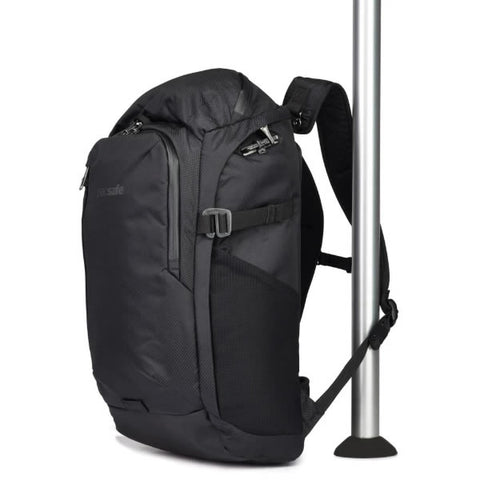 Pacsafe Venturesafe X30 Anti theft Daypack attached to pole