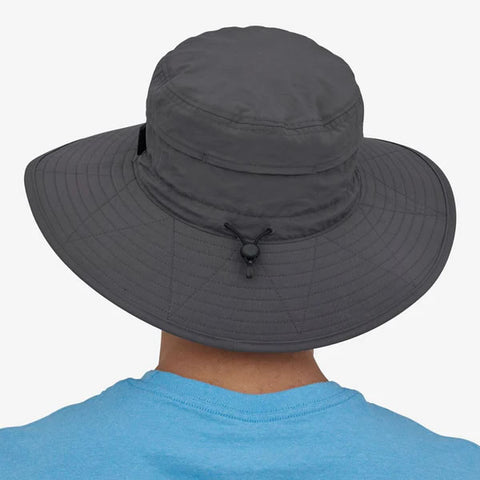 Patagonia Baggies Brimmer Floating Hat Forge Grey in use rear view