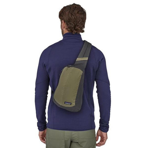 Patagonia Lightweight Black Hole Sling Bag in use on back