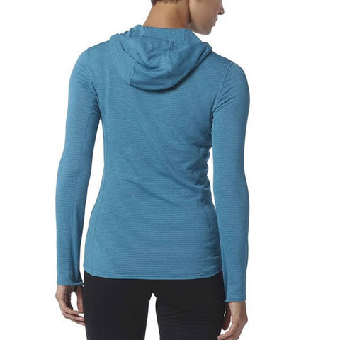Patagonia Women's Capilene Thermal Weight 1/4 Zip Neck Hoody - Long Sleeve Thermal Top rear view in use