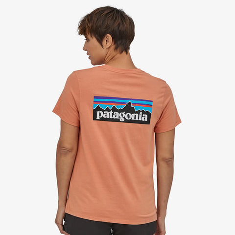 Patagonia Women's P-6 Logo Organic Cotton Crew T-shirt in use rear view