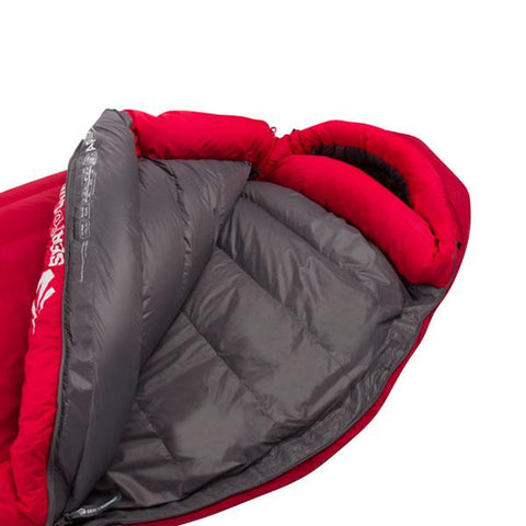 Sea to Summit Alpine 3 850 Loft Mountaineering Sleeping Bag hood unzipped