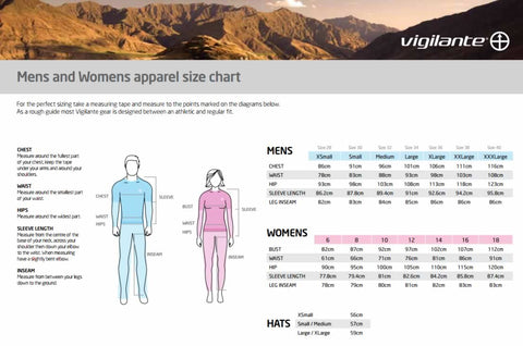 Vigliante Men's Travel Jeans Sizing Chart