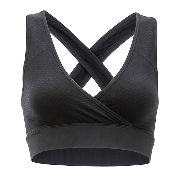 Exofficio Womens Give N Go Sport Mesh Bralette Black front view 